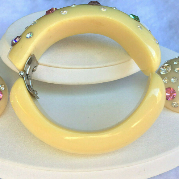 SOLD Weiss rhinestone clamper bracelet earrings - Picture 5 of 8